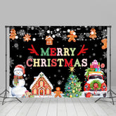 Fröhlich Weihnachten Mit Geschenk Und Lebkuchen Mann Hintergrund